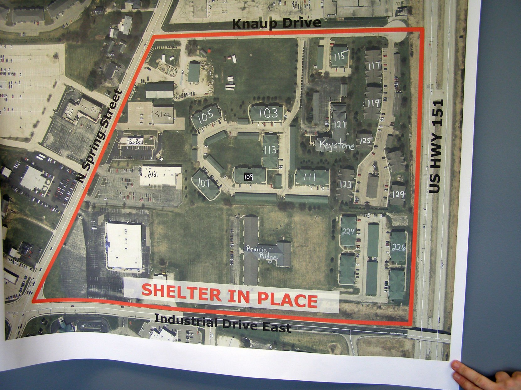 Investigation photos from 109 Knaup Drive explosion